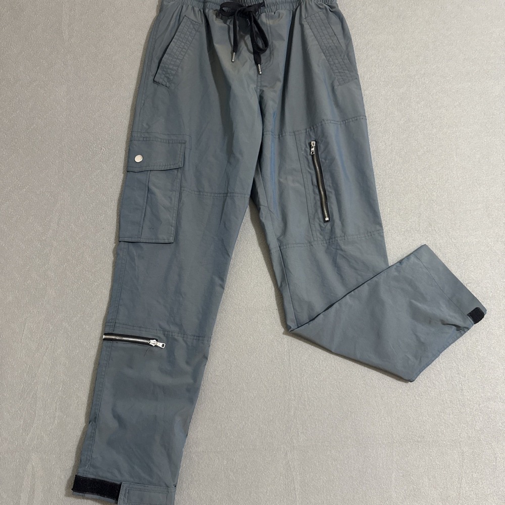 Vintage Pants Mens Large Cargo Combat Nylon‎ IRIDESCENT Zip Pockets Y2K Rave